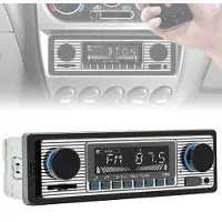 Welikera Autoradio Bluetooth MP3 Player FM Radio USB AUX 12V Vintage Design Freisprecheinrichtung für Auto PKW mit Fernbedienung Schwarz