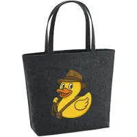 Hellweg Druckerei Huuraa Filzshopper Quietscheente Abenteurer Gummiente Entdecker 22 Liter Charcoal Melange Filztasche Geschenkidee