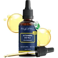 Hilnes nuimi. Vitamin D3 K2 Tropfen 1000 IE – Hochdosiert | MK7 all-trans 99,8% | Vegan | Hohe Bioverfügbarkeit | Labor | Für Erwachsene