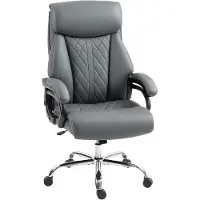 HOMCOM Bürostuhl Ergonomischer Chefsessel aus Polyurethanmit Hoher Rückenlehne