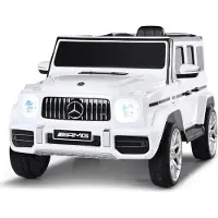 Goplus 12V Elektroauto Mercedes Benz G63, Kinderfahrzeug mit 2,4G Fernbedienung, LED-Lichter & Scheinwerfer, Kinderauto 3-5 km/h, für Kinder 3–8 Jahre, bis 30 kg (Weiß)