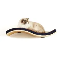 Markenlos Katzenregal mit bequemem Kissen - Wave Modern Katzenbett - Minimalistische schwebende Katzen-Wand-Sitzstange - Holz-Wandmontage für Katzenmöbel zum Schlafen, Spielen, Klettern und Entspannen