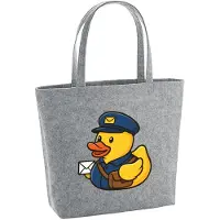Hellweg Druckerei Huuraa Filzshopper Quietscheente Postbote Gummiente Briefträger 22 Liter Grey Melange Filztasche Geschenkidee