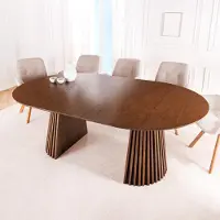 Riess Ausziehbarer Esstisch VALHALLA WOOD 120-160-200cm smoked braun Eiche rund Säulenfuß Massivholz Esszimmertisch Tisch Konferenztisch