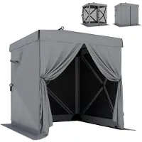 BundiGlassware Pavillon 1,85x1,85m Wasserdicht Stabil Winterfest Pop-up Faltpavillon mit 4 Mesh-Seitenteilen Tasche, UV 30+