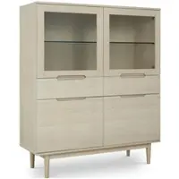 Feeling4Home Highboard Enimeta Eiche Whitewash 146 cm - 4 Türen, 2 Schubladen, LED & Soft-Close