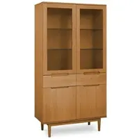 Feeling4Home Vitrine Enimeta 190cm Eiche Natur - 4 Türen, 2 Schubladen, LED & Soft-Close