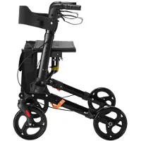 Hdvery Faltbarer Rollator mit Sitz, Bremse, Rückenlehne, 8-Zoll-Rädern, höhenverstellbar, robust, für Senioren geeignet, Tragkraft bis 159 kg, für den Außenbereich