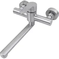 OEM Drehbare Küchenarmatur 360 Grad Wandmontage - Stahl Wasserhahn Mit Griff - Gesamthöhe 120 mm - Ideal Für Küche