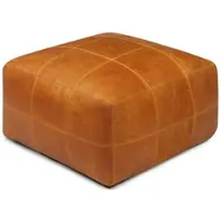 Feeling4Home Pouf Anneta aus Leder 60x60 cm, Cognac