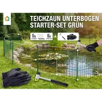 Prestige Home Living Outdoor Teichzaun Unterbogen Set - 5 Elemente inkl. Hammer & Handschuhe - Grün