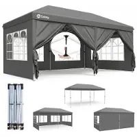 Sekey Faltpavillon 3x6 m wasserdicht UV50+ Gartenpavillon Partyzelt mit 6 Seitenteilen höhenverstellbar, Grau