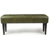 Feeling4Home Bank Benea aus Leder und Mangoholz - 120 cm, Olive-Grün