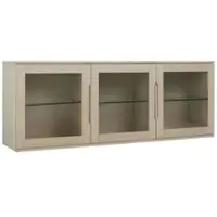 Feeling4Home Hängevitrine Enimeta Eiche Whitewash 160 cm - 3 Türen, Glasböden & LED