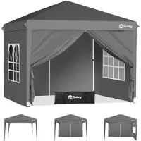 Sekey Faltpavillon 2x2 m wasserdicht UV50+ Gartenpavillon Partyzelt mit 4 Seitenteilen höhenverstellbar, Grau