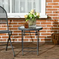 SUGIFT Klapptisch Balkontisch wetterfest, Gartentisch klappbar rund Hartglas, Beistelltisch Metall, Schwarz | vormontiert | 3 kg | Ø45 x H50 cm
