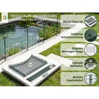 Prestige Home Living Outdoor Teichzaun Unterbogen Set - 5 Zaunelemente ca. 390 x 52,5 cm - Grün