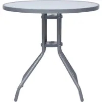 Furnicato Gartentisch Hellgrau 80 Cm Stahl Und Glas