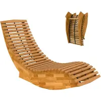 BundiGlassware Sonnenliege aus Akazienholz Klappbar Ergonomisch Gartenliege mit S-Form Latten-Design 60 x 156 x 77 cm