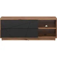 Petits-meubles TV-Möbel Sven mit 2 Schubladen, Schwarz und Holzoptik, 156cm