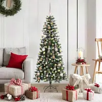 vidaXL Eleganten-Stil Künstlicher Weihnachtsbaum mit 150 LEDs Grün 66 x 66 x 150 cm DE6823264