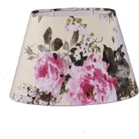 Dirk Davids Leuchten GmbH Lampenschirm für Tischleuchte in Oval Creme Rosen Blumen Wandleuchte Nachttischlampe
