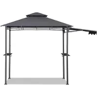 Sekey Grillpavillon BBQ Pavillon Gartenpavillon Balkonpavillon Grillzelt UV50+ mit Ablagen Doppeldach 362 x 150 x 250 cm