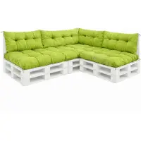 VBChome Palettenkissen 120x80 120x40 70x40 cm Europaletten Möbel Palettenauflage Garten 12 Farben mit Schaumstoffflocken Füllung Limettenfarbe 7-TLG