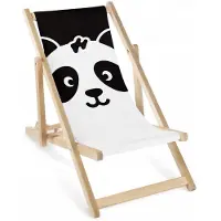 AllBags Kinder Liegestuhl Holz klappbar verstellbar „Panda“ – Garten Sonnenliege mit Druck