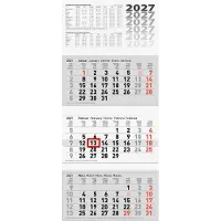 Brunnen 3-Monatskalender 2027 | grau, 320×740 mm