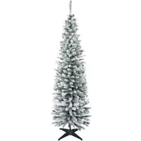 Furnicato Künstlicher Weihnachtsbaum 210 Cm Beschneite Pvc Zweige Klappbar Metallständer Grün Weiß