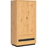Petits-meubles Schrank Glenn mit 2 Schubladen und 2 Türen, Holzoptik und Schwarz, 199cm