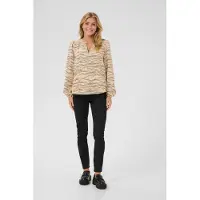 Kaffe Langarm-Bluse Regular fit Nomad w. Black Deep graphic beige