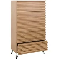 Décoshop26 - Hohe Kommode mit 5 Schubladen aus Mangoholz und Metall 3D-Design 145 x 80 x 44 cm 04_0006528
