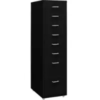 Décoshop26 - Büroschrank mit Schubladen 8 Schubladen 28 x 41 x 109 cm schwarzes Metall DEC024578