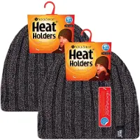 Heat Holder Herren Chunky Weiche Winter Rippmütze - 2er Pack