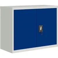 Décoshop26 - Büromöbel-Schubladenelemente mit abschließbaren Türen 90 x 40 x 70 cm hellgrauer und blauer Stahl DEC024550
