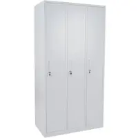 Décoshop26 - Spind mit 3 Fächern abschließbar aus grauem Stahlblech 180x90x50 cm 04_0007273