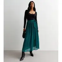 Gini London Grüner plissierter Midirock mit Gürtel