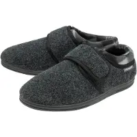 Dunlop Klettverschluss Hausschuhe für Männer | | Memory Foam | Orthapedic | Easy Close | Haus Schlafzimmer Indoor - Charcoal