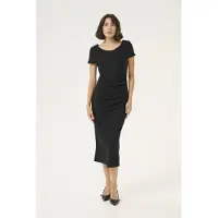 Kaffe Midikleid "Damen Kleid KAmira", Damen, Gr. S, N-Gr, schwarz (schwarz deep), Obermaterial: 65% Viskose CV. 28% Polyester PES. 7% Elasthan EL., Kleider Midikleid