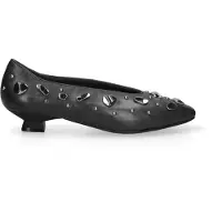Marc Ellis Schwarzes Lederschuh mit niedrigem Absatz und Nieten – auffälliges Design