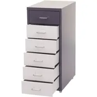Décoshop26 - Büroschrank mit 6 Schubladen auf Rollen 69 x 28 x 41 cm dunkelgrau weiß schwarz dunkelgrauer Stahl 04_0004355