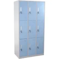 Décoshop26 - Spindschrank sicherer Metallspind mit 9 Fächern blau 04_0003622