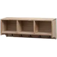 Décoshop26 - Wandgarderobe mit 3 Fächern und 5 Haken 30x80x20 cm braunes Holz 04_0008655