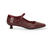 Marc Ellis Damenschuhe mit flachem Absatz aus echtem Leder, schwarz, mit goldenen Nieten