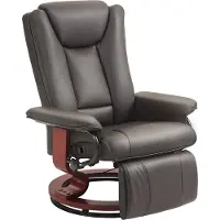 Dopwii Relaxsessel mit Liegefunktion, drehbar, bis 150 kg, Kunstlederbezug, Stahlrahmen, Braun