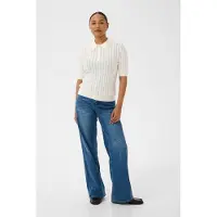 Kaffe Longtop "Damen Kurzarm-Bluse KAbirma", Damen, Gr. L, weiß (chalk cc.), Obermaterial: 60% Viskose CV. 40% Baumwolle CO., Tops Longtop
