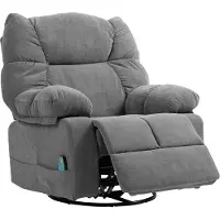 SUGIFT Relaxsessel mit Vibrationsmassage & Lendenwärme, Massagesessel drehbar 360°, Fernsehsessel Polyester, Dunkelgrau | 5 Modi | 145° neigbar | 98x90x98 cm