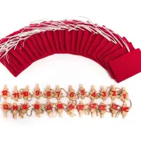 Manufaktur Martinshof Roter Filz Adventskalender zum Befüllen mit 48 Säckchen (ca. 11x6,5 cm), Holzklammern